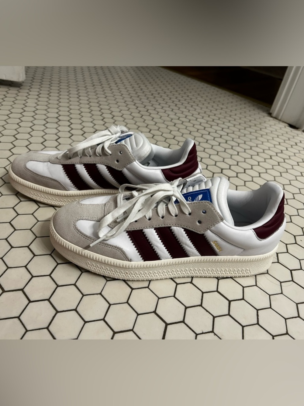 adidas White and Maroon Low-Top Sneakers
